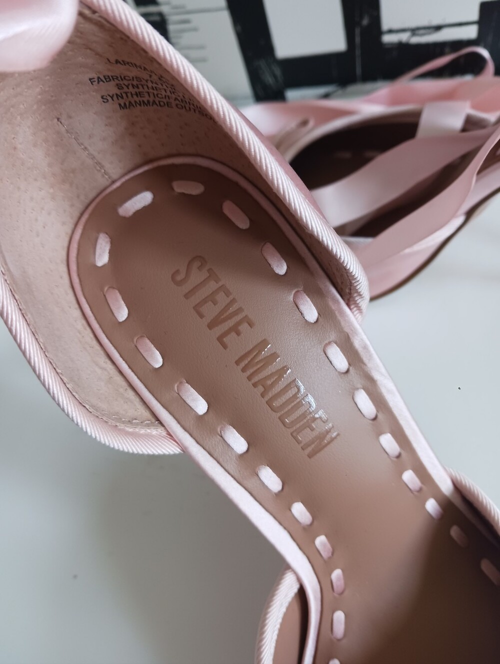 Steve Madden Blush Pink Satin Ankle Tie Ballet Heels Size 7.5 - Picture 7 of 13